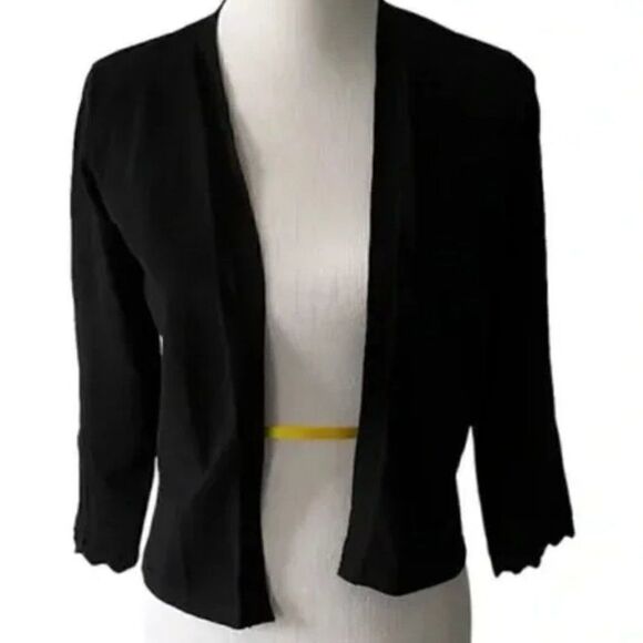Ann Taylor Open Front Black Cardigan with Scalloped Cuffs size S - Picture 1 of 7